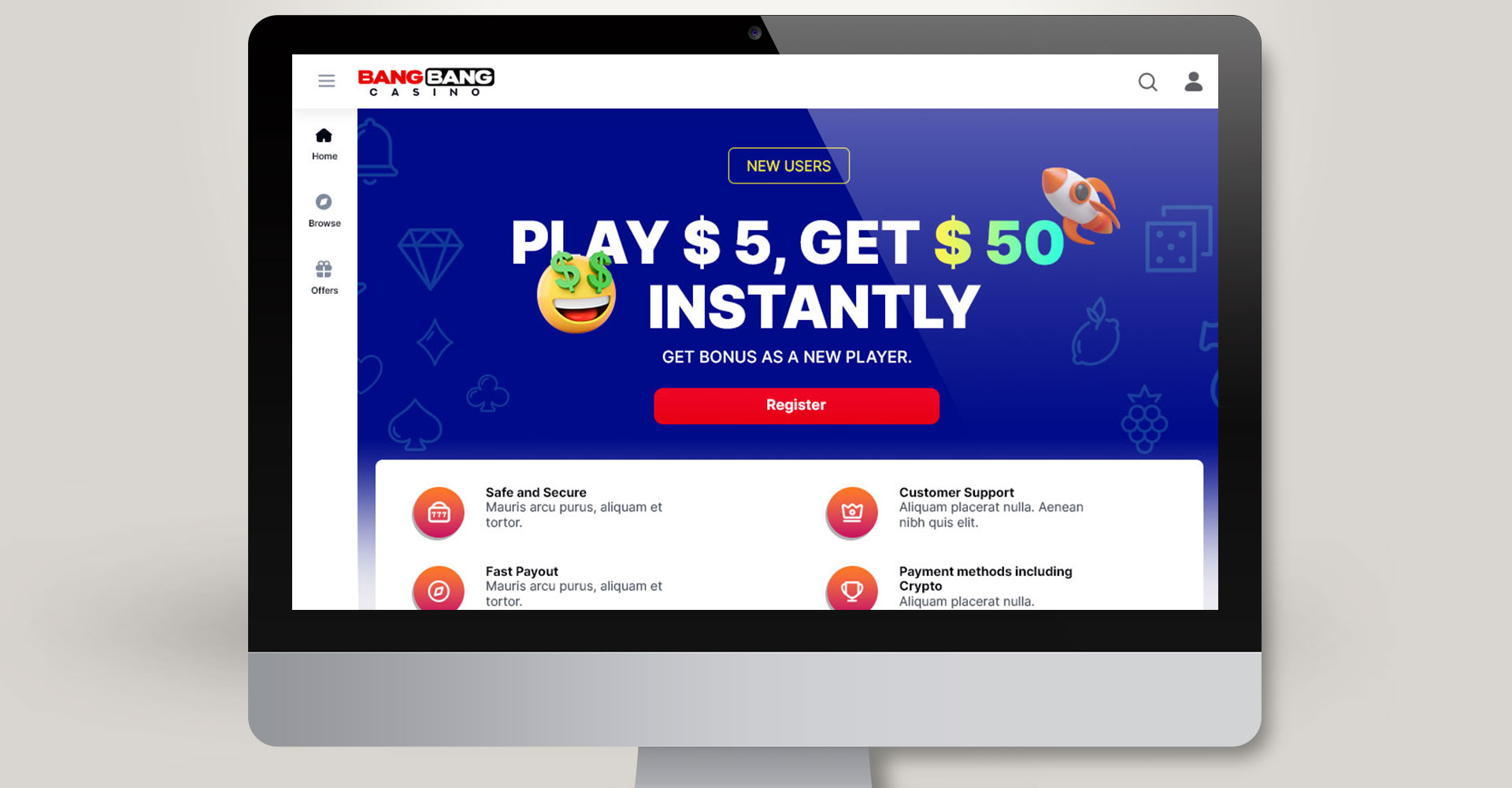 Bang Bang - Landing page