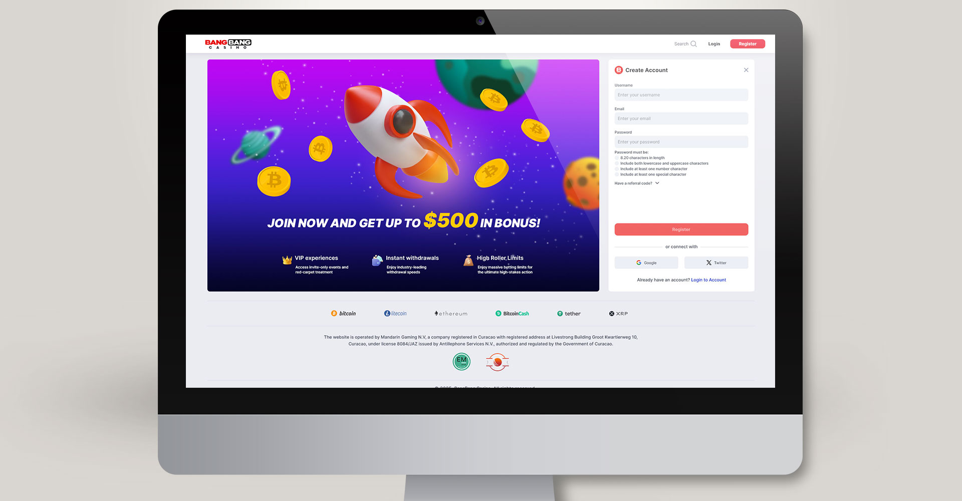 Bang Bang - Landing page