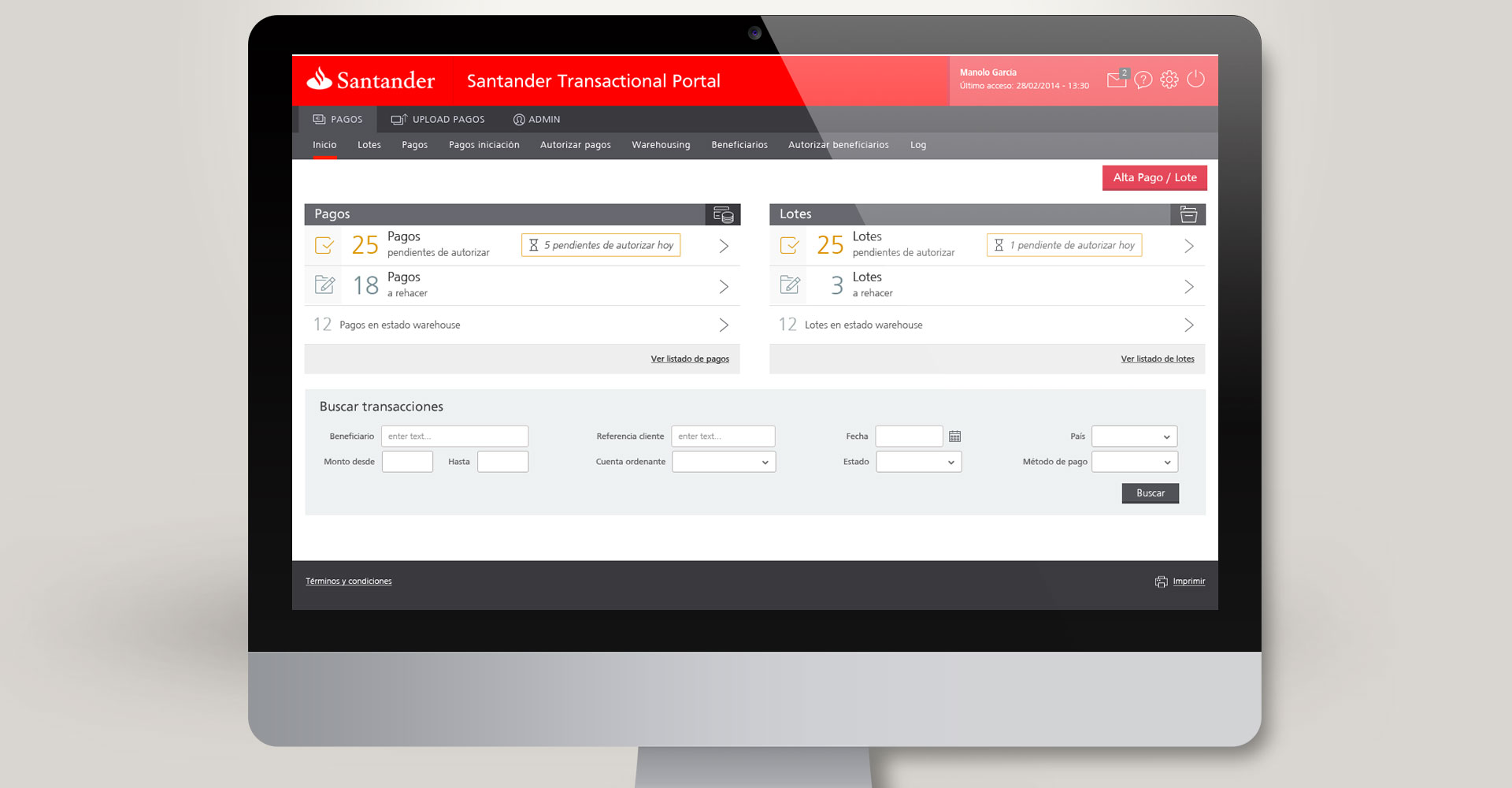 Santander Transactional Portal