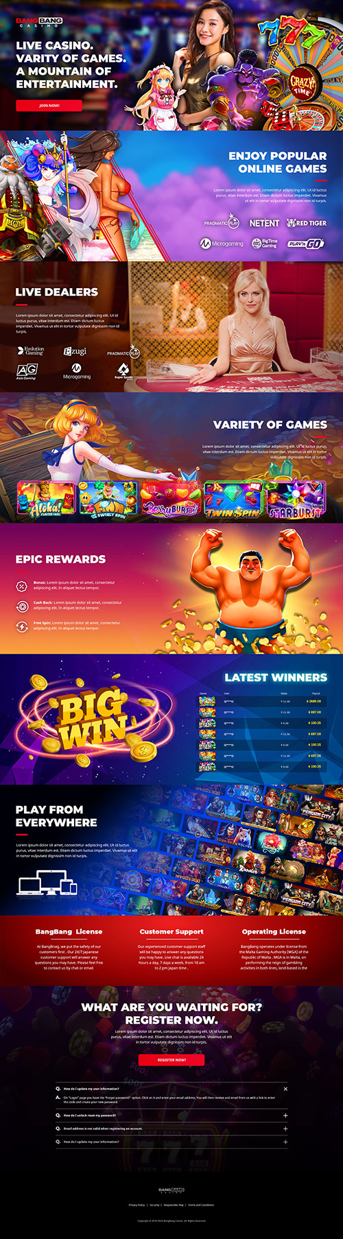 Bang Bang - Landing page